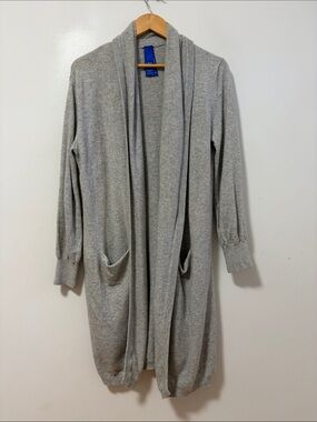 Kit & Ace Sweater Womens One Size Light Gray Cashmere Long Open Cardigan Pockets